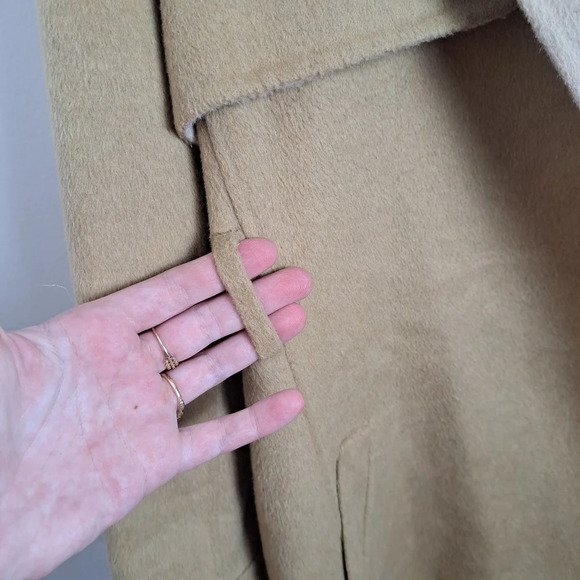 J. Crew Tan Fur Wool Blend Harriet Long Outdoor Feminine Trench Coat Size Small - Picture 3 of 11